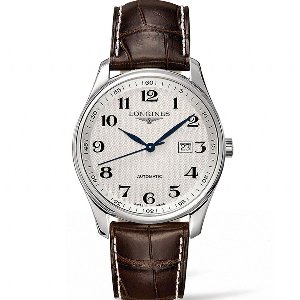 Longines Master Automatic Silver Brown Alligator Watch 42MM L28934783