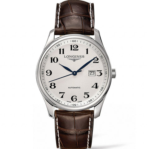 Longines Master Automatic Silver Brown Alligator Watch 42MM L28934783