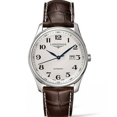 Longines Master Automatic Silver Brown Alligator Watch 42MM L28934783