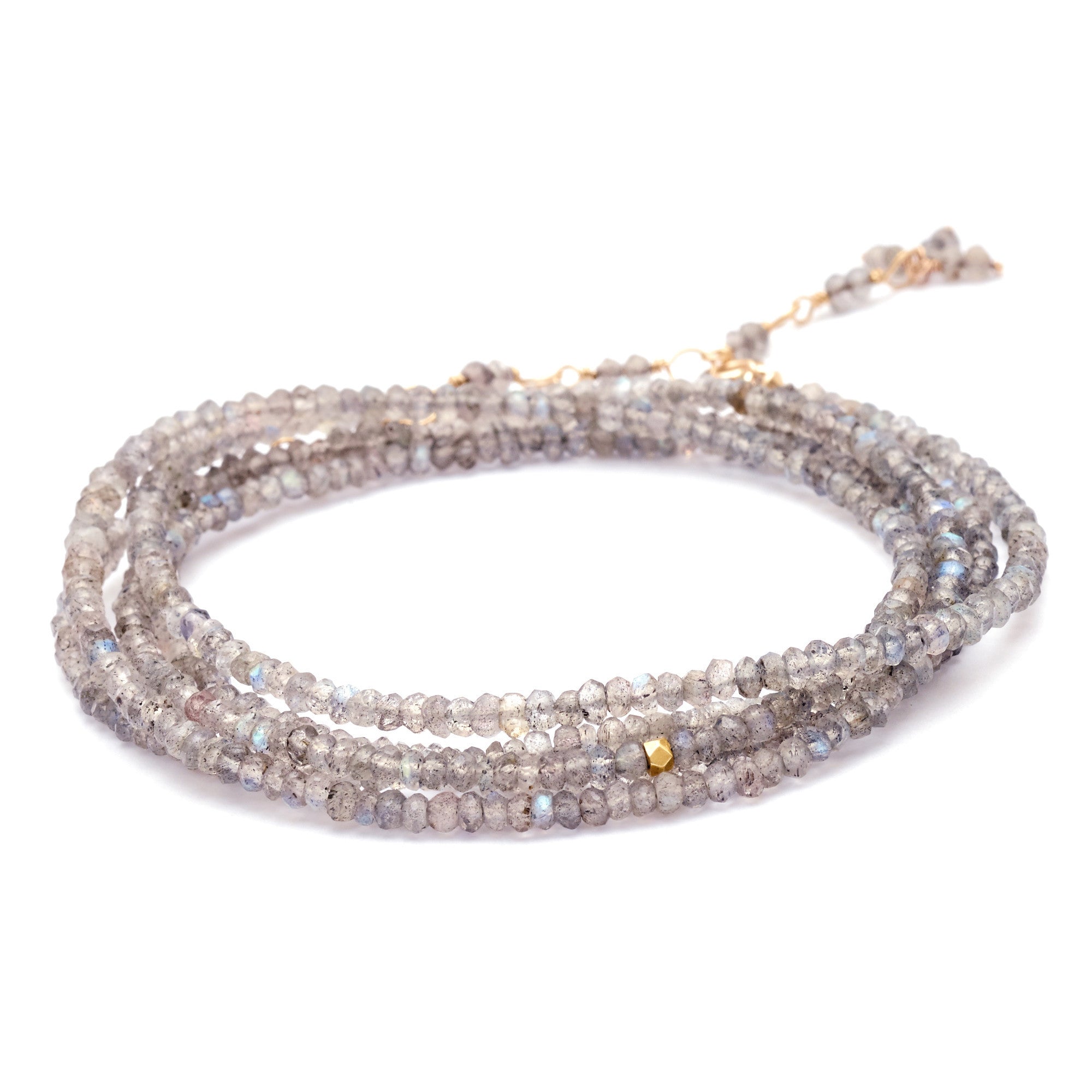Anne Sportun Labroadorite Beaded Wrap Bracelet & Necklace 34" B098G-LAB