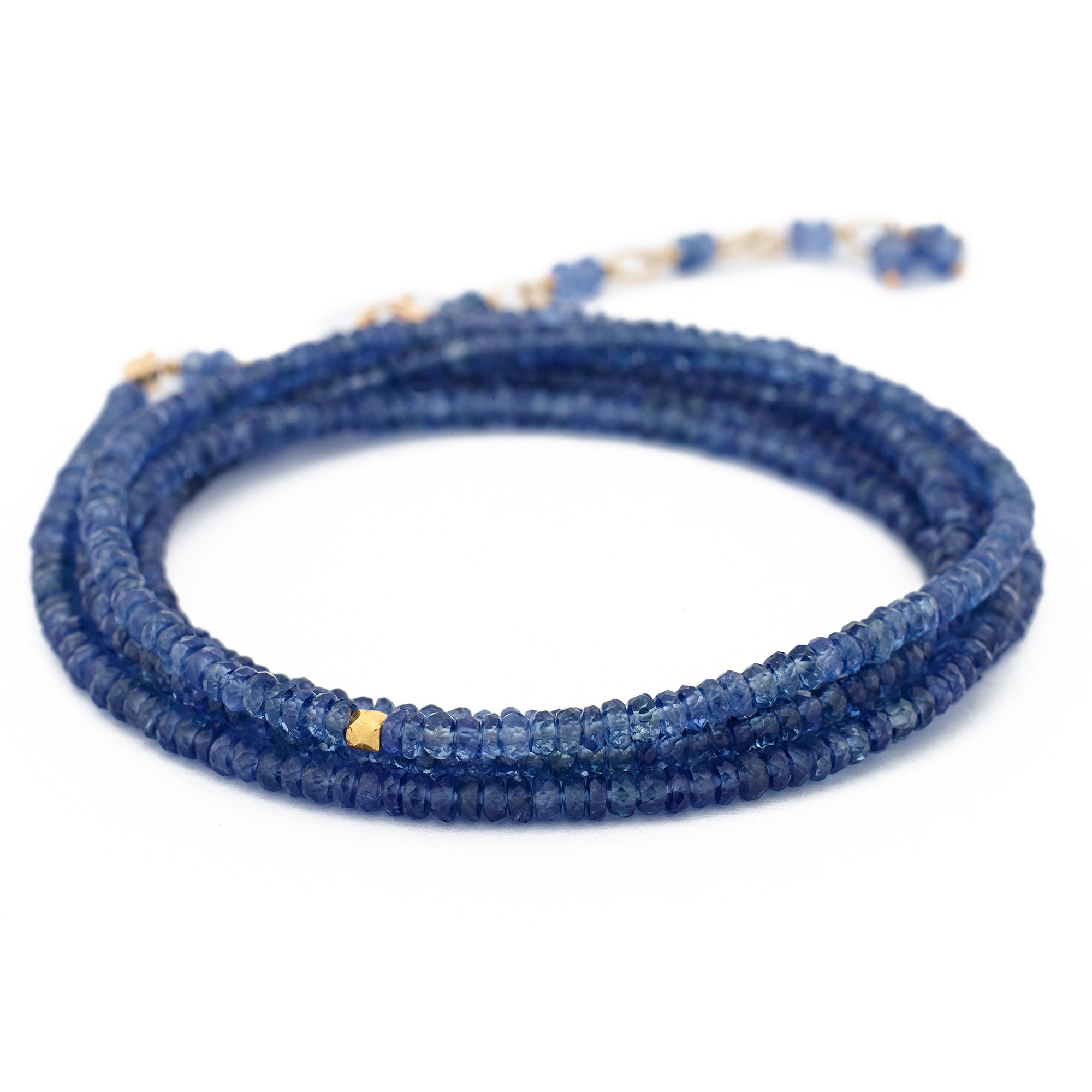 Anne Sportun Blue Lapis Beaded Wrap Bracelet & Necklace 34" B098G-LAPIS