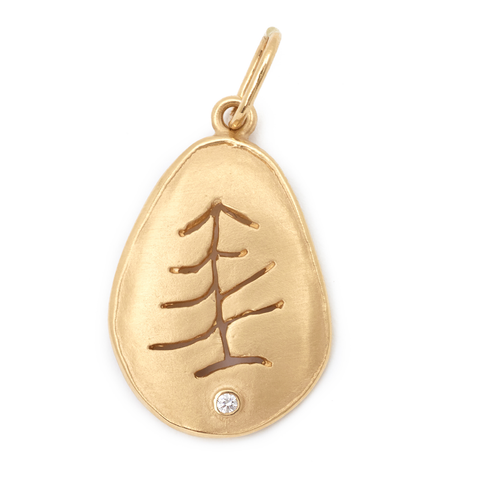 Anne Sportun Large Tree Charm 18K Yellow Gold Pendant