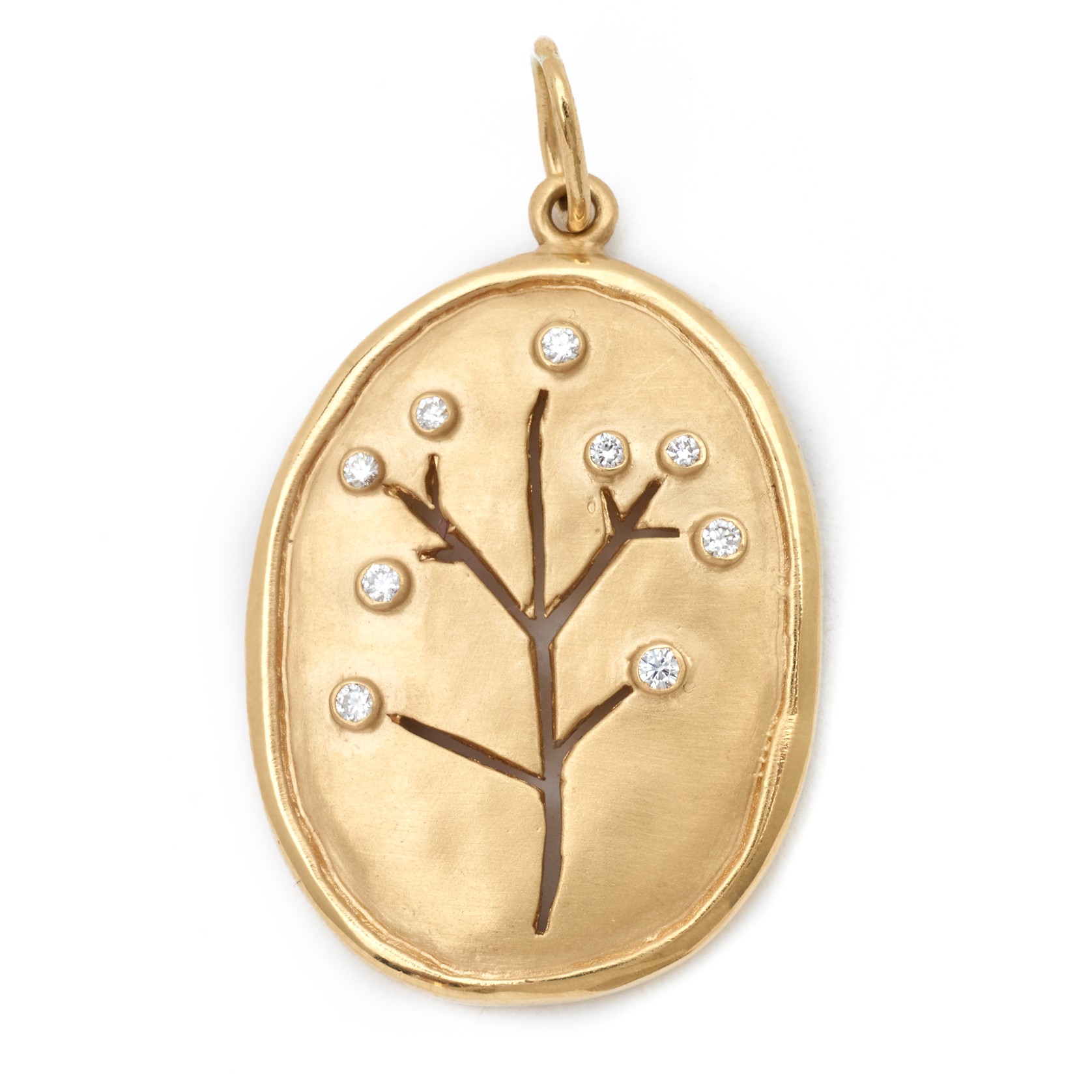 Anne Sportun Botanical Cherry Blossom Tree Charm 18K Yellow Gold Pendant