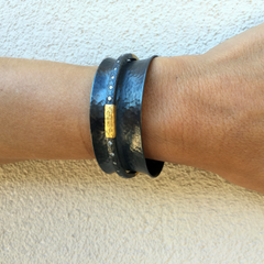 Lika Behar "Ancora" Open Cuff Bracelet Oxidized Silver Diamonds stamford ct