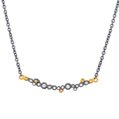 Lika Behar "Dylan" Oxidized Silver & 24K Gold Bar Diamond Necklace