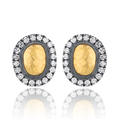 Lika Behar "Reflection" Stud Earrings Sterling & 24K Gold with Diamonds RFL-E-301-GOXD-13