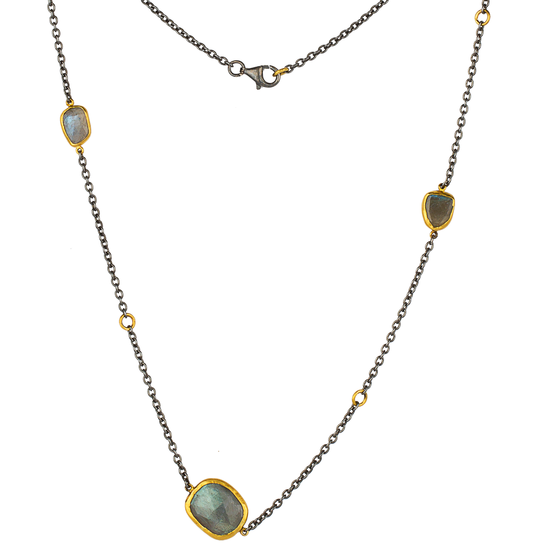 Lika Behar "Katya" Labradorite Necklace in Sterling Silver & 24K Gold 38"