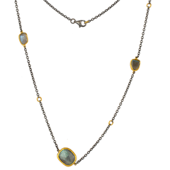 Lika Behar "Katya" Labradorite Necklace in Sterling Silver & 24K Gold 38"
