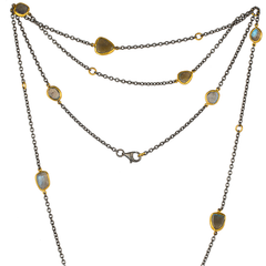Lika Behar "Katya" Labradorite Necklace in Sterling Silver & 24K Gold 38"