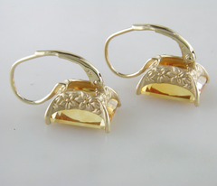 Jane Taylor Rosebud Square Step Cut Citrine Yellow Gold Drop Earrings