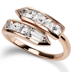 Jane Taylor Cirque Arrow Bypass Ring with White Topaz in Rose Gold nagi jewelers