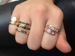 Jane Taylor Cirque Arrow Bypass Ring with White Topaz in Rose Gold nagi jewelers