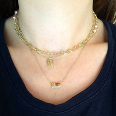 Jane Taylor Cirque Petite 2-Stone Necklace Citrine & Diamonds in 14K Yellow Gold