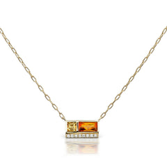 Jane Taylor Cirque Petite 2-Stone Necklace Citrine & Diamonds in 14K Yellow Gold