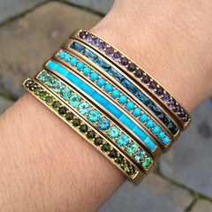 Jane Taylor Hinged Cirque Cuff Bracelet with Turquoise Cabochons 14K Rose Gold