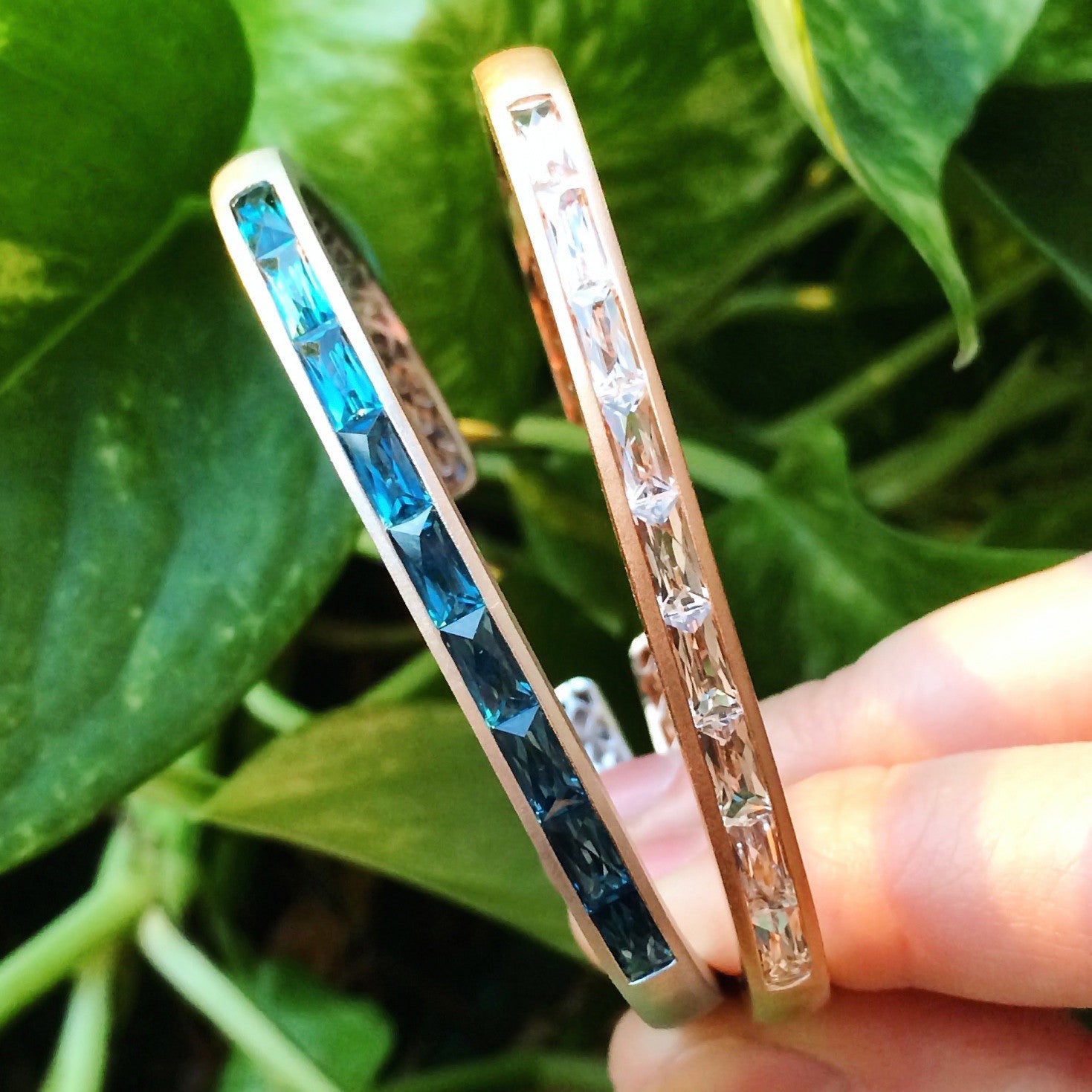 Jane Taylor Hinged Cuff with White Topaz French-Cut Baguettes in 14K Rose Gold