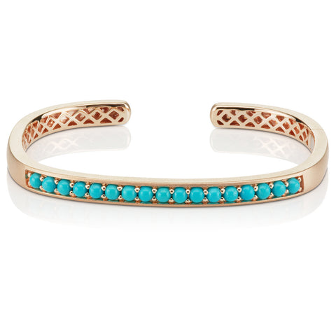 Jane Taylor Hinged Cirque Cuff Bracelet with Turquoise Cabochons 14K Rose Gold