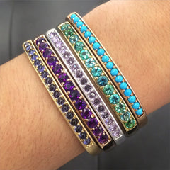 Jane Taylor Hinged Cirque Cuff Bracelet with Turquoise Cabochons 14K Rose Gold