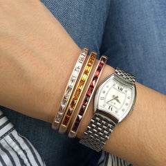 Jane Taylor Hinged Cuff with White Topaz French-Cut Baguettes in 14K Rose Gold