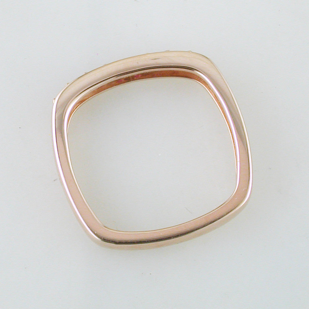 Jane Taylor Cirque Square Stackable Rose Gold Ring Pink & Orange Sapphires