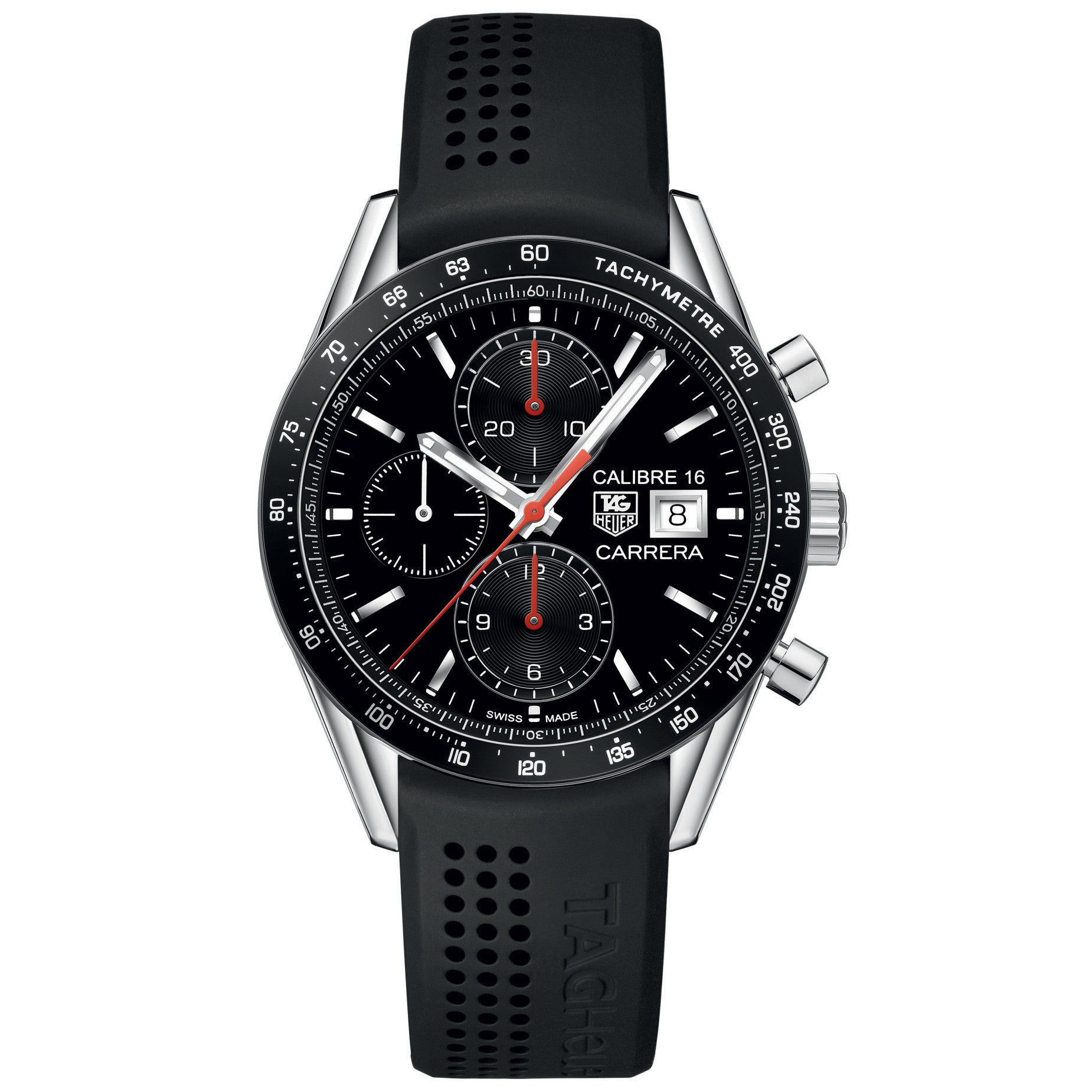 Tag Heuer Carrera 100M Calibre 16 Automatic Chronograph Black Rubber CV201AK.FT6040