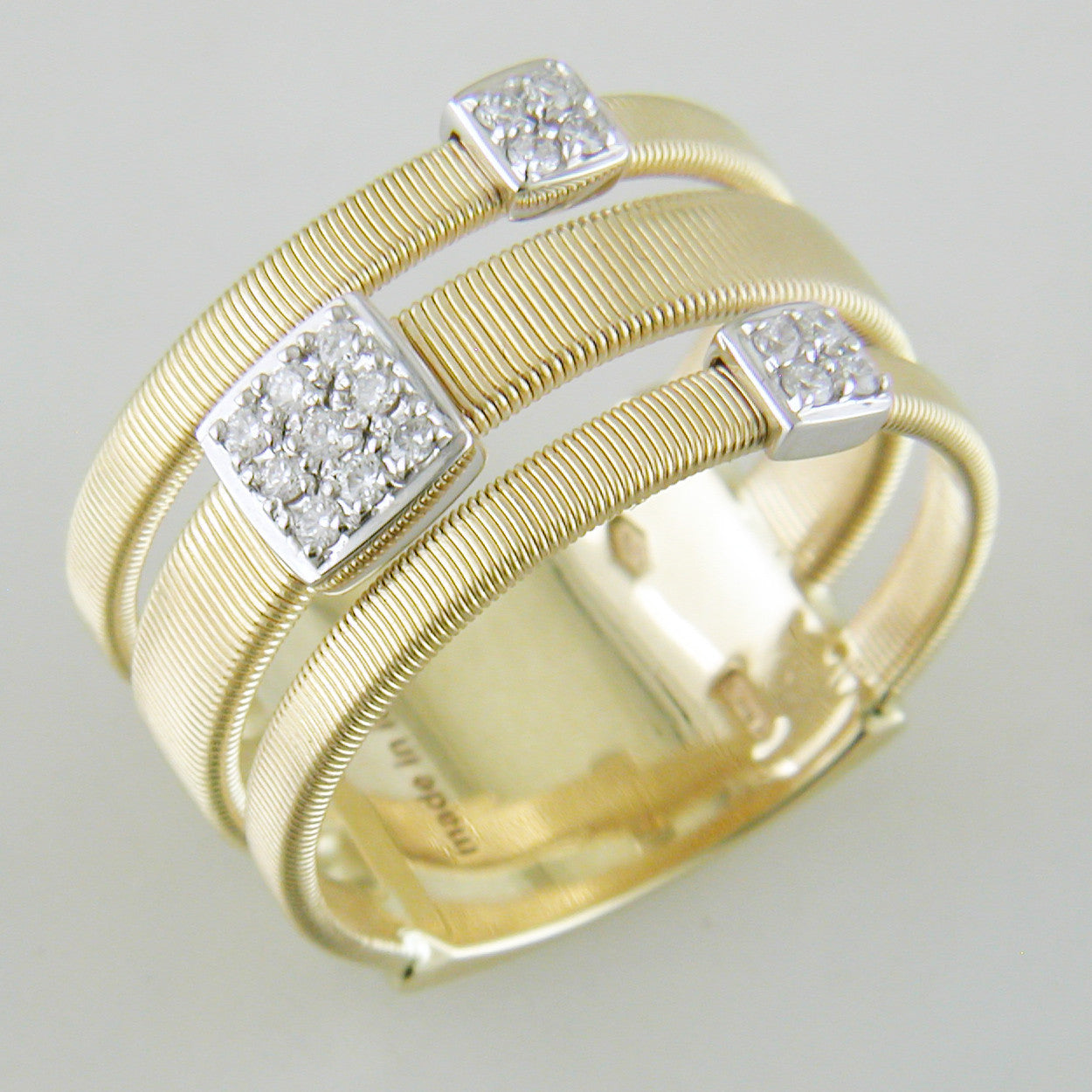 Marco Bicego Masai Three Strand Ring with Diamonds 18K Yellow Gold AG326 B1 YW
