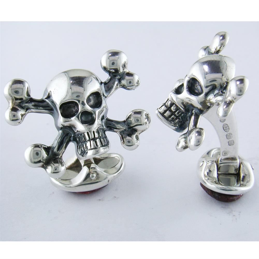 Deakin & Francis Skull & Crossbones Sterling Silver Cufflinks