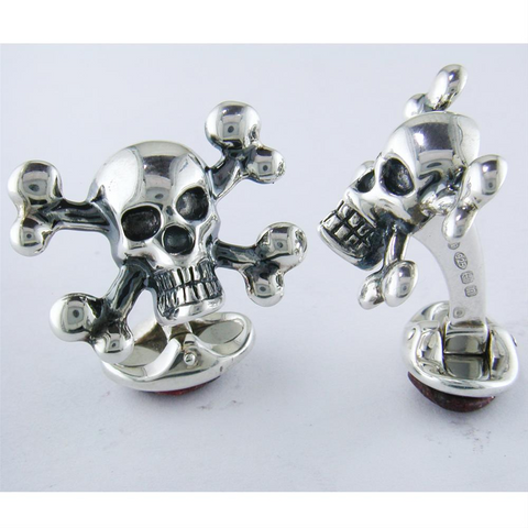 Deakin & Francis Skull & Crossbones Sterling Silver Cufflinks