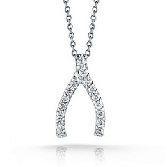 Roberto Coin Tiny Treasures Wishbone Necklace with Diamonds