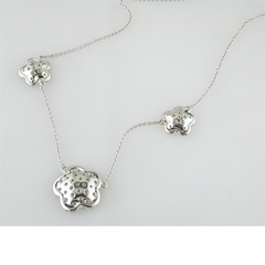 Doves Diamond Triple Clover Flower Cup White Gold Necklace 18K