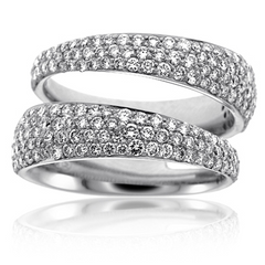 Roberto Coin Scalare 2 Row Diamond Ring White Gold 8881439AW65X