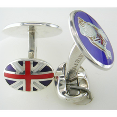 Deakin & Francis British Bulldog Union Jack Flag Sterling Silver Cufflinks