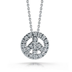 Roberto Coin TINY TREASURES DIAMOND BABY PEACE Sign NECKLACE White Gold