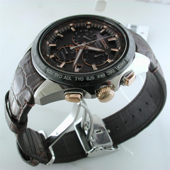 Seiko Astron GPS Solar 8 series Titanium & Ceramic Bezel Watch Black Dial Rose Gold 44.6mm SSE025
