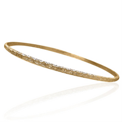 Charles Garnier Lek Slim Stackable Oval Silver Bangle Yellow Gold Finish CXB408Y
