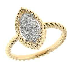 Roberto Coin New Barocco 18K Yellow and White Gold Marquise Shape Diamond Ring 7771328aj65x