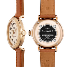 Shinola Gents 38mm Runwell Sunray Gold Dial Bourbon Essex Strap Watch 20001108