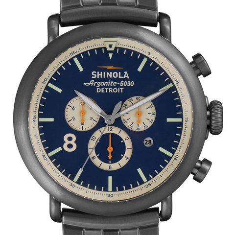 Shinola Gents 47mm Runwell Chronograph Crontrast Stainless Steel Watch 10000075