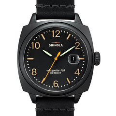 Shinola Brakeman 40mm Black PVD Gunmetal Leather Strap Watch S0110000154
