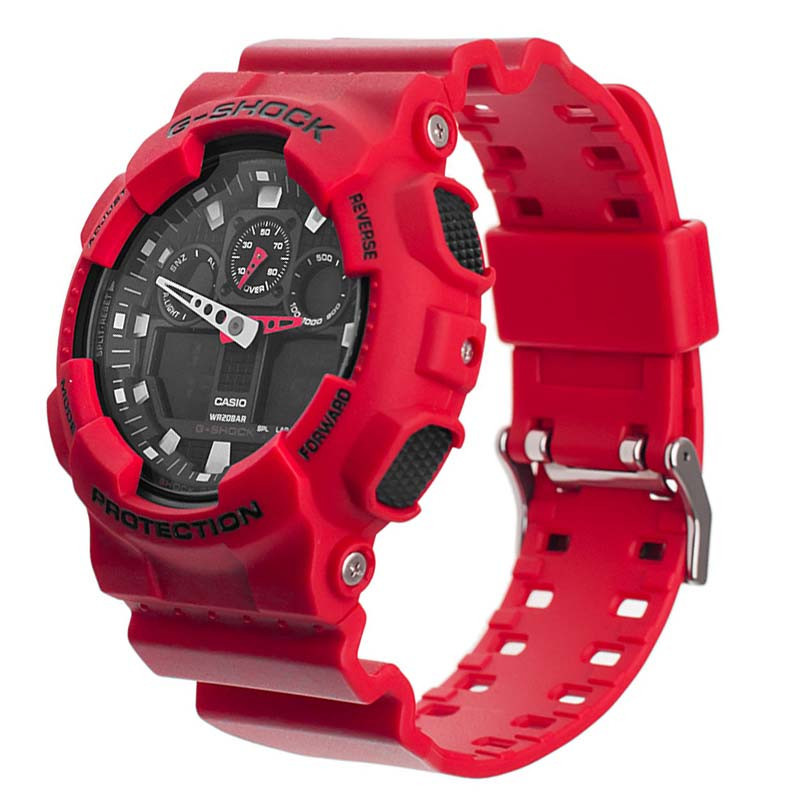 Casio G-Shock Analog Digital Red Classic Watch GA100B-4A