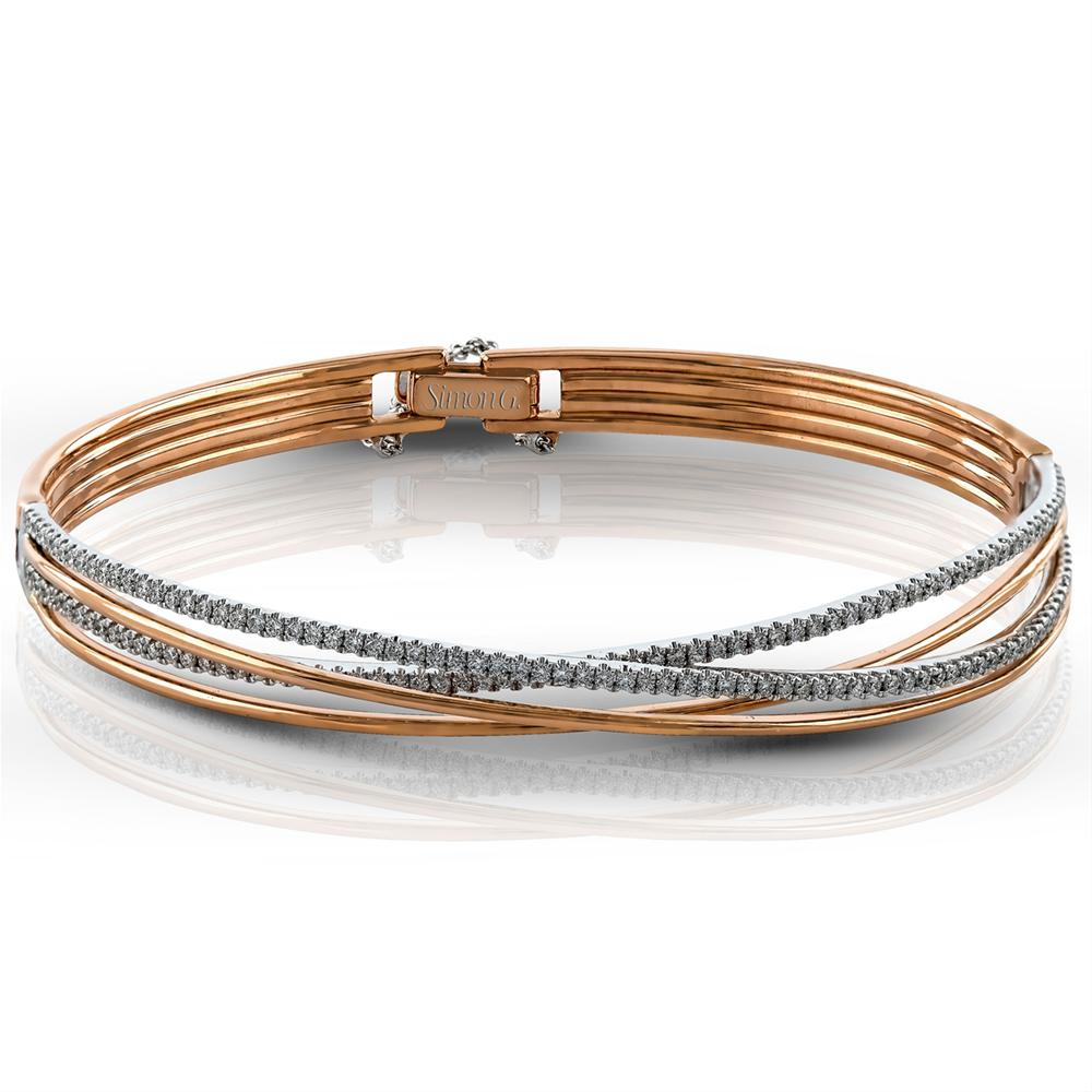 Simon G. Rose Gold Diamond Crossover Bangle Bracelet MB1510
