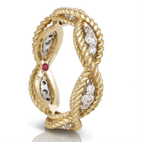 Roberto Coin Barocco 18K Yellow and White Gold Diamond Eternity Band Infinity Ring