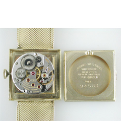 Vintage Estate Longines Square Men's 14K Yellow Gold Watch with Mesh Bracelet Box & Papers