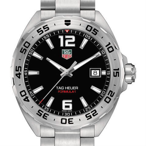TAG Heuer FORMULA 1 F1 41MM Mens Black Dial Stainless Steel Watch WAZ1112.BA0875