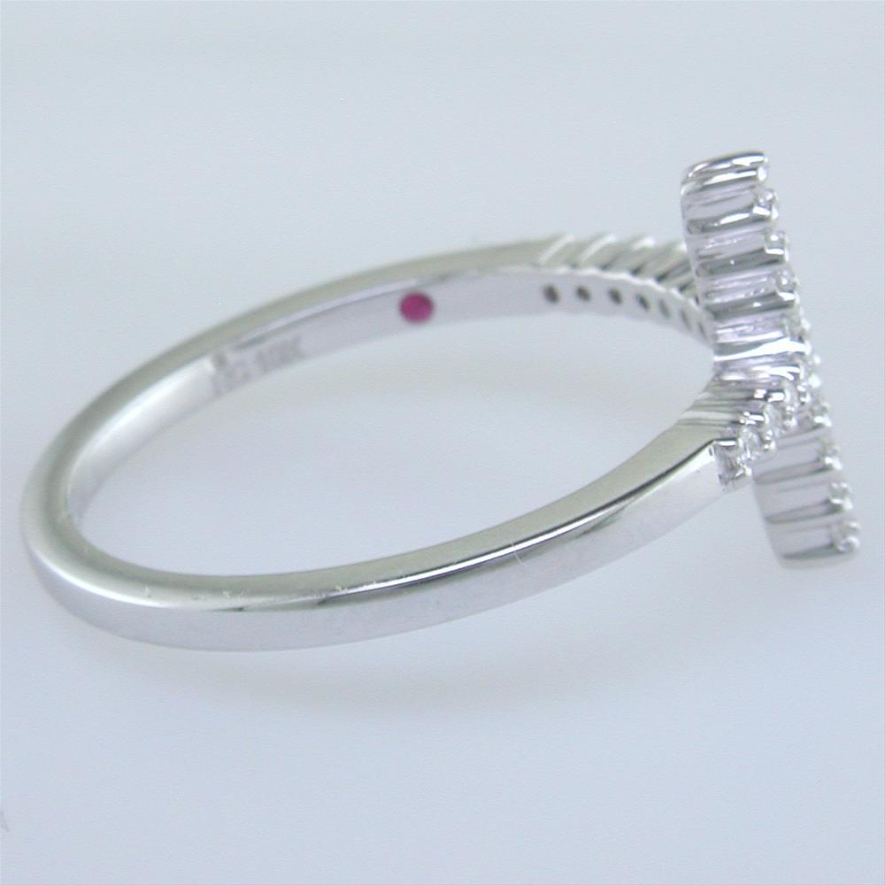 Roberto Coin Slim Diamond Cross Ring in White Gold