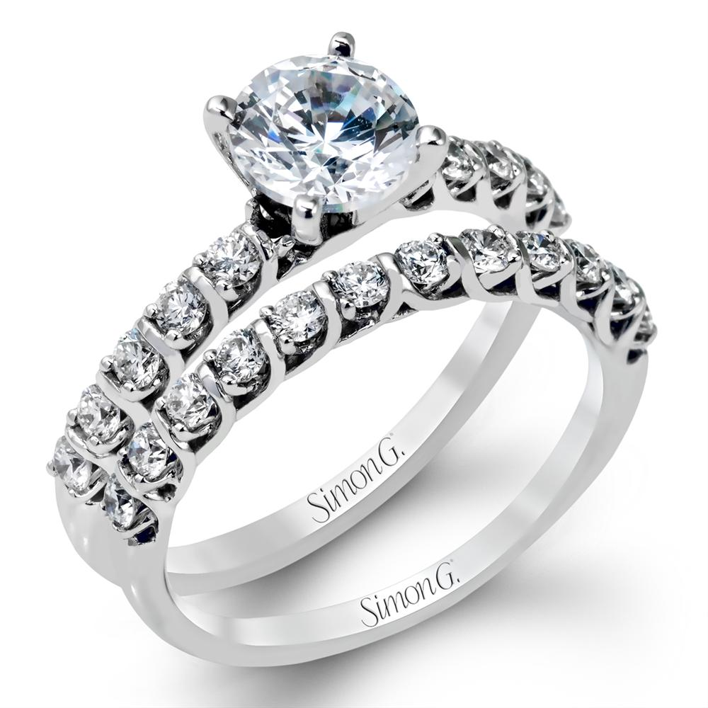 SIMON G. ROUND DIAMOND WEDDING BAND & ENGAGEMENT RING SET MR2492