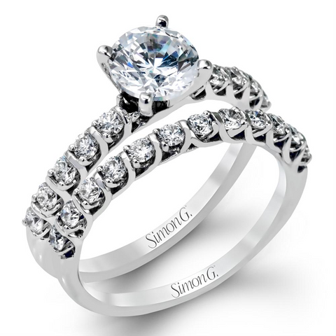 SIMON G. ROUND DIAMOND WEDDING BAND & ENGAGEMENT RING SET MR2492
