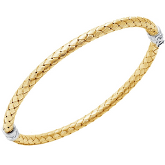 Charles Garnier Sterling Silver 4mm Palermo Mesh Bangle Bracelet With an 18K Yellow Gold Finish