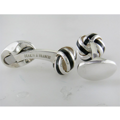Deakin & Francis Black Enamel Sterling Silver Knot Cufflinks C0595S22