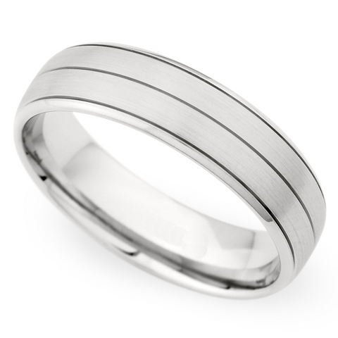 Christian Bauer Men's 14K White Gold 6mm Brushed Wedding Band Ring